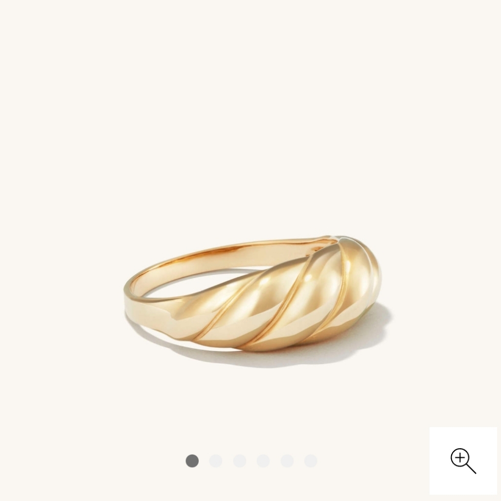 Thin Croissant Dme Pinky Ring 14k Solid Gold